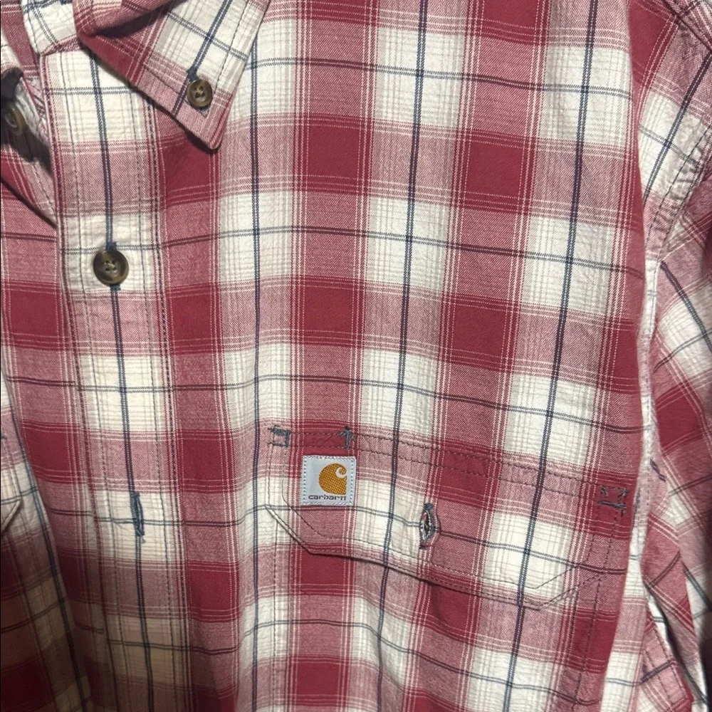Carhartt Men's Casual Red and White Plaid‎ Shirt